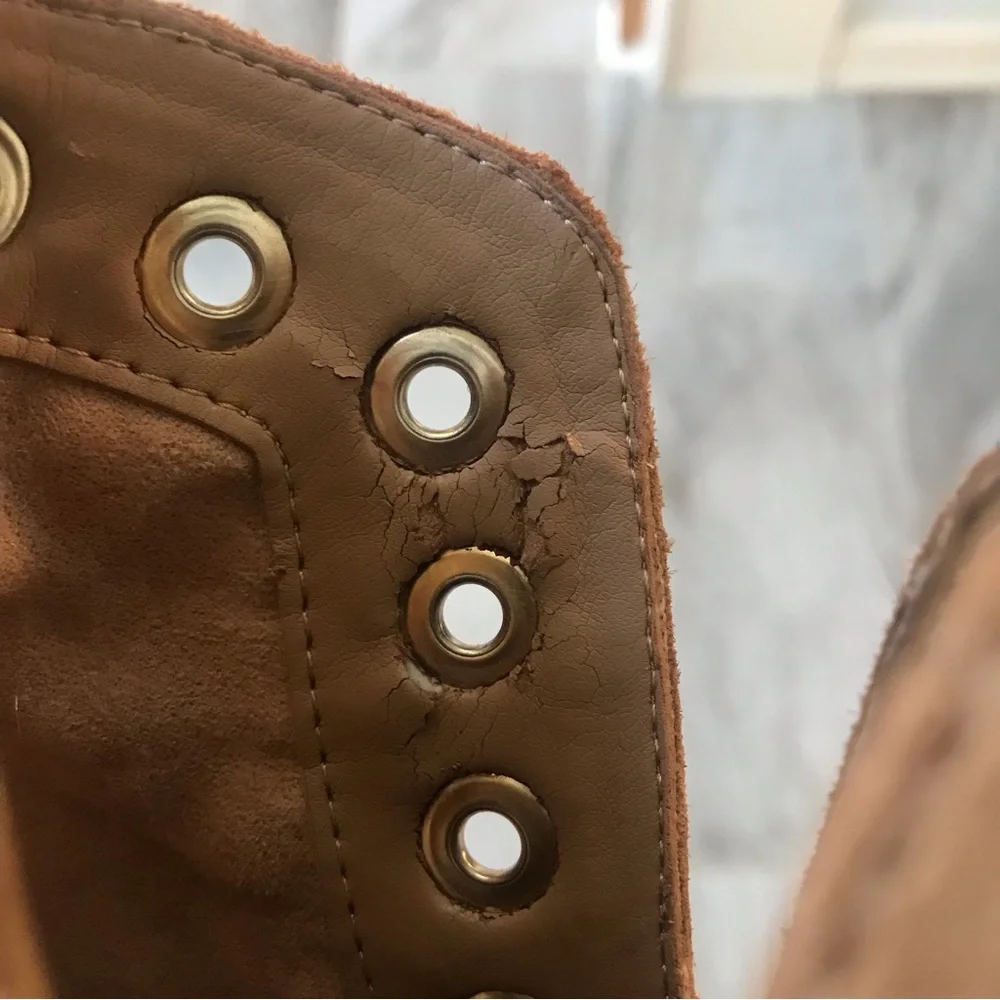 Sam Edelman Rubin Tan Brown Suede Grommet Booties, Size 9.5 Women.